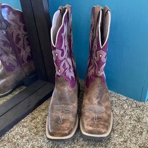 Purple and Brown squared toe Ariat Boots